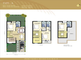 Floor Plans Type A 1 - Ground + First Floor 	:	Saleable Area - 1525 sq. ft.